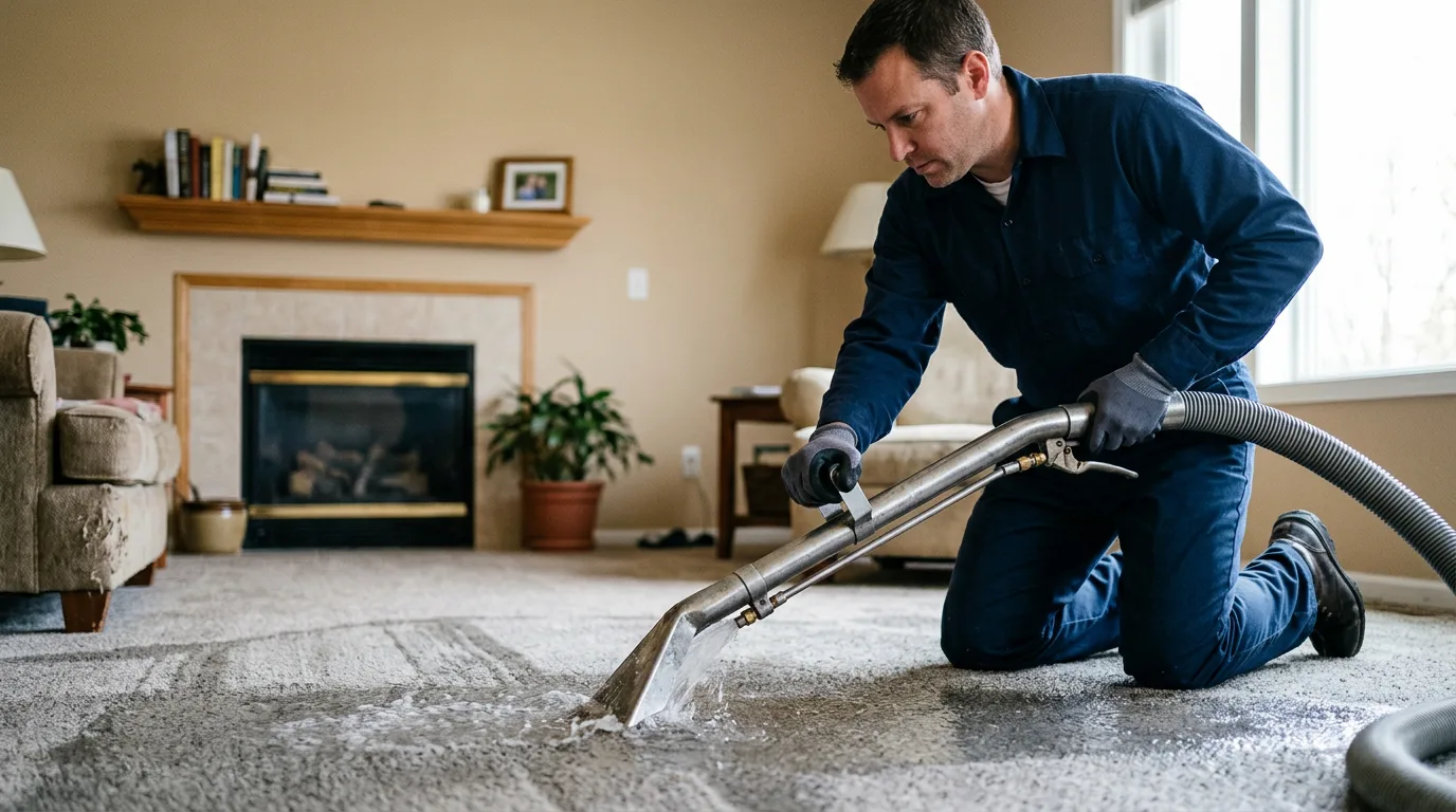 Water damage restoration technician working near Fourmile, KY